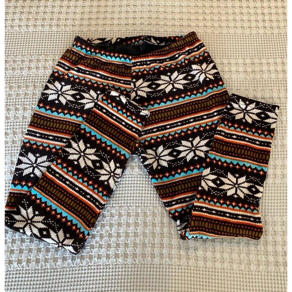 Other - Glacier Canyon Mink Fleece Pants‎ Leggings Size Large 14 - 16 Snowflakes! Teal